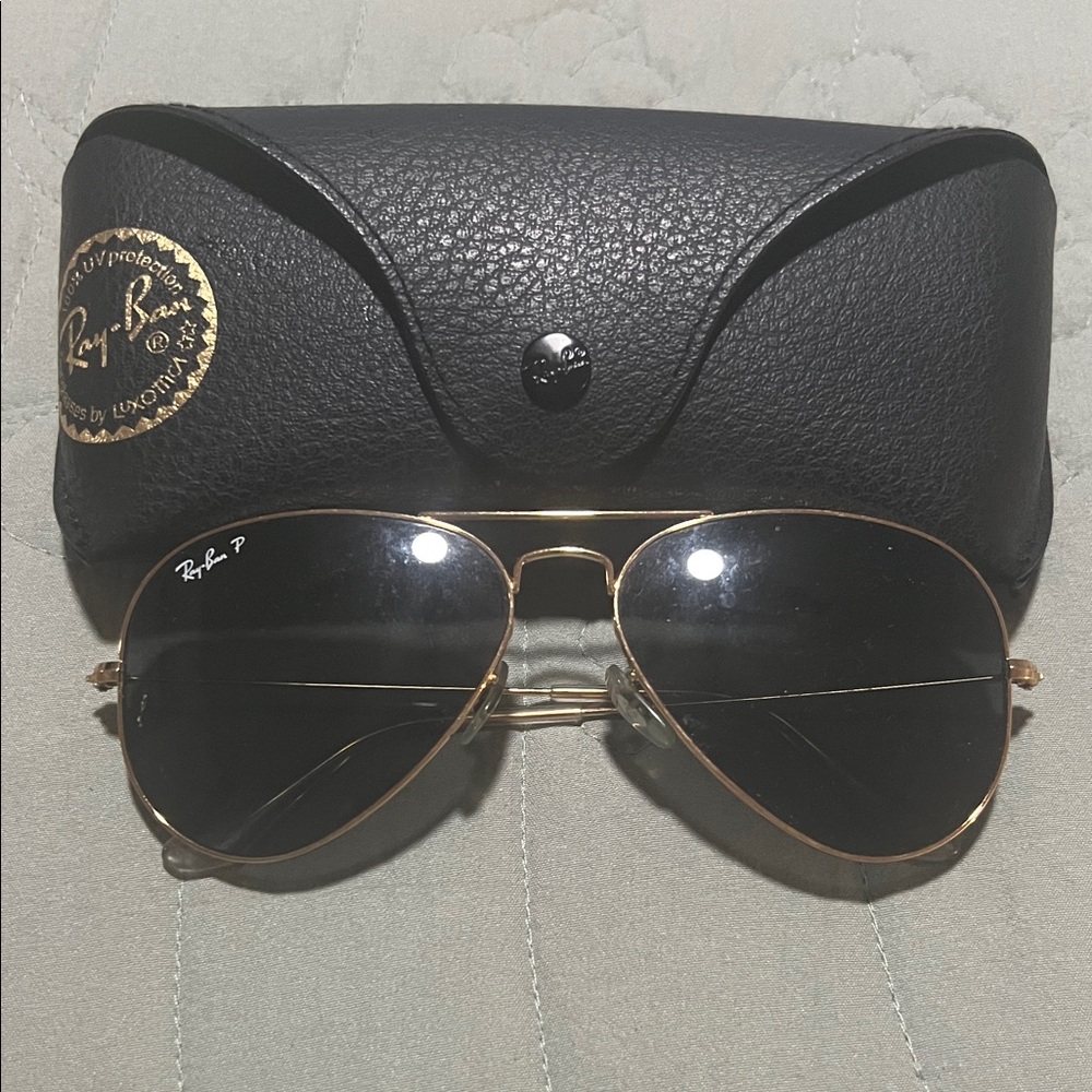 Ray-Ban Gold Frame Black Lens Sunglasses